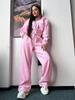 Women's Casual Solid Color Hoodie & Lace-up Pants Two-Piece Set