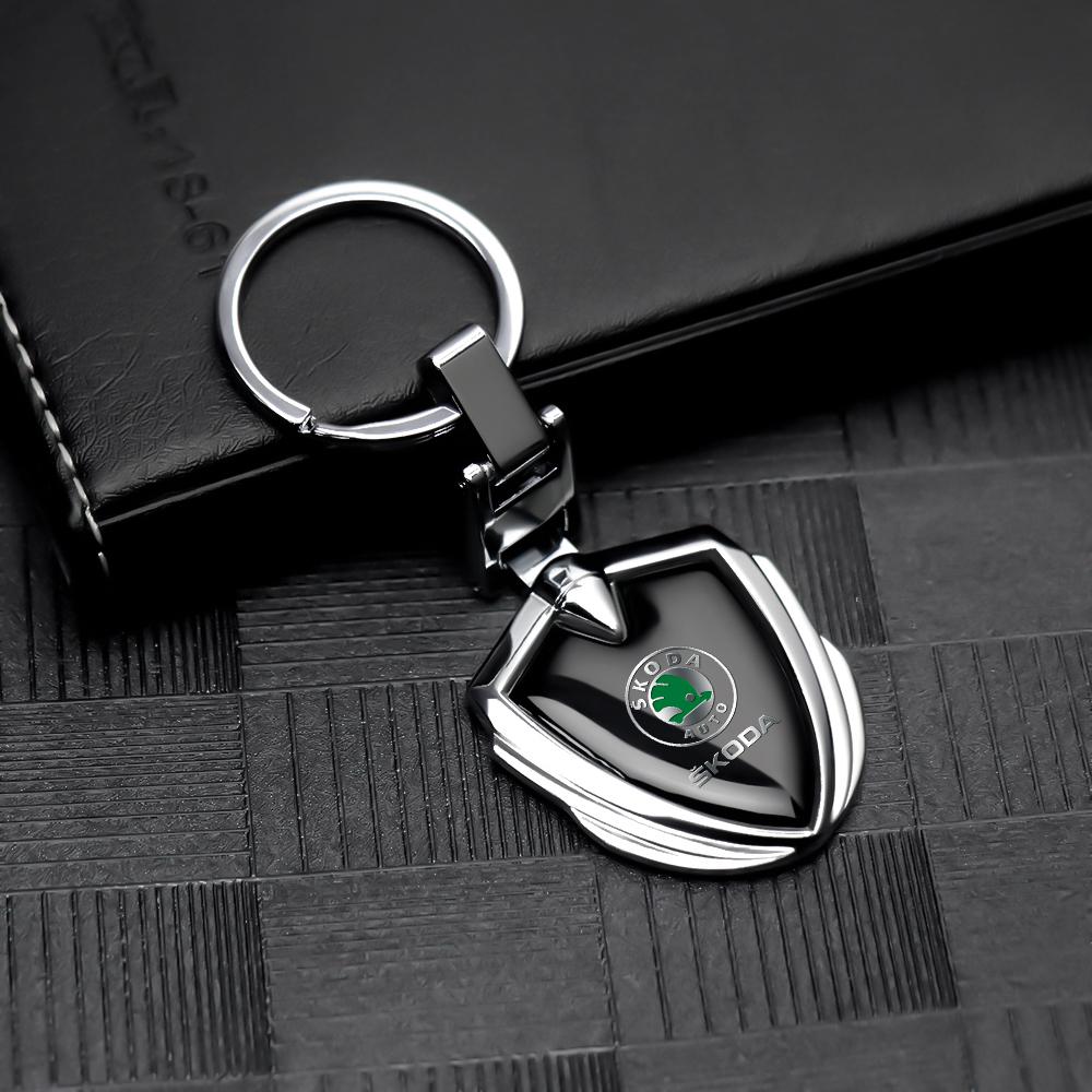 WOHE7 Car Logo Keychain Key Ring Chain Pendant Gifts For Skoda Octavia Kodiaq Fabia Karoq Superb Rapid Felicia RS Hubcap Accessories