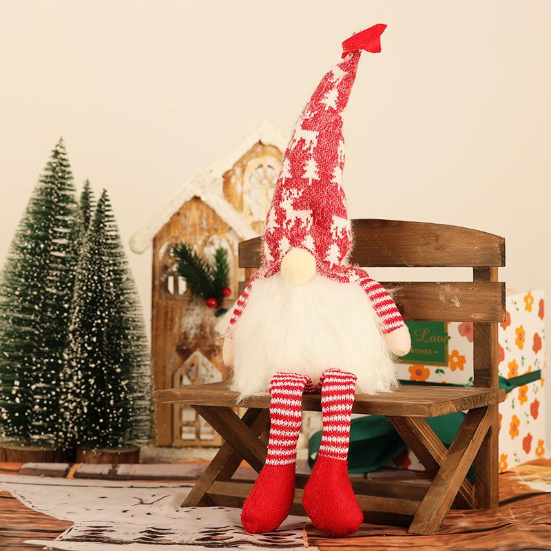 Christmas Gnome Ornament with Lights - Rudolph, Santa, and Faceless Doll Figurines with Glowing Hanging Legs