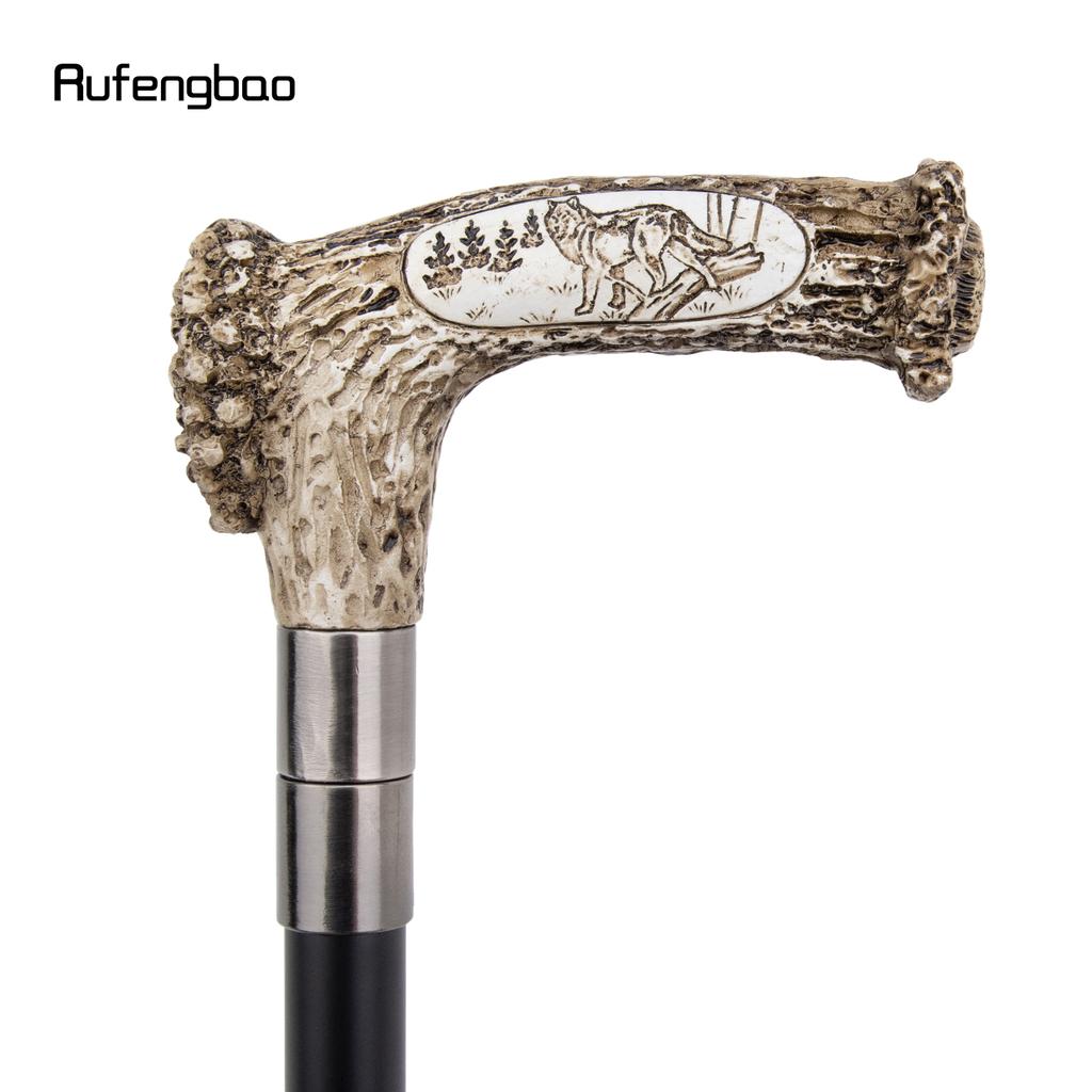 Silver Resin Wolf Tree Root Head Walking Cane Fashion Decorative Steel Stick Gentleman Elegant Cosplay Cane Knob Crosier 94cm