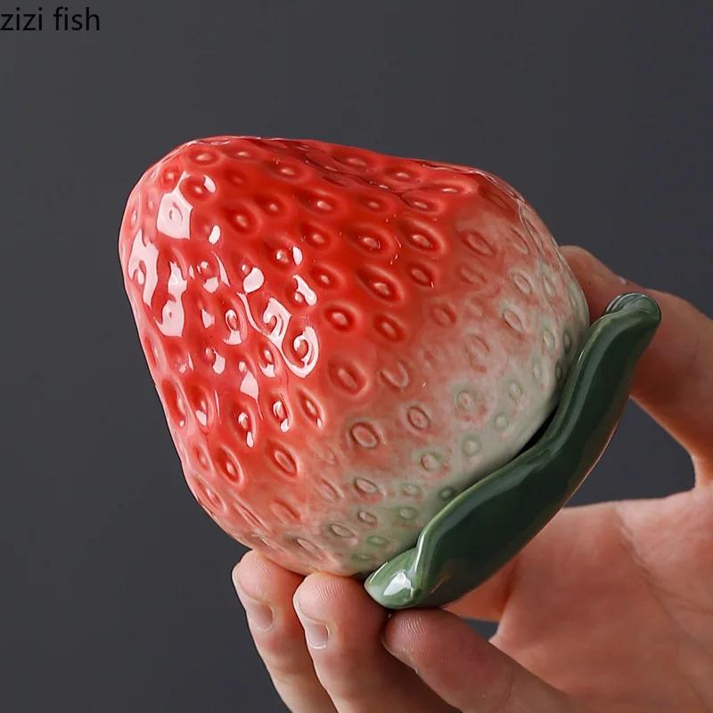 Strawberry Ceramic Tea Jar Simulation Fruit Storage Jar Sealed Moisture Proof Jar Tea Box Household Tea Storage Container
