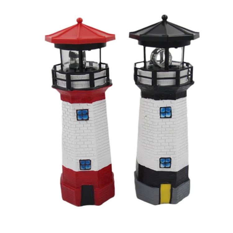 Solar-Powered LED Rotating Lighthouse Garden Ornament