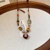 Bohemian Heart Pendant Necklace Vintage Ethnic Style Versatile Jewelry Women High-End