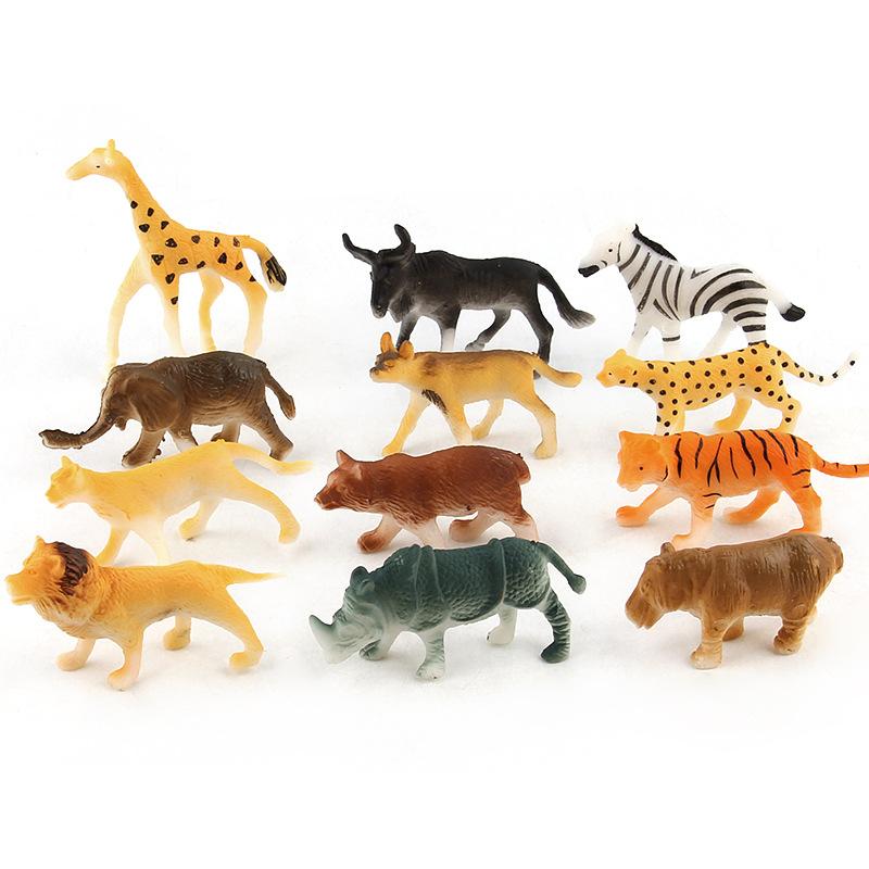 Product 12 Mini Animal World Model Doll Toy Static Ornament Vinyl Doll Forest Animal