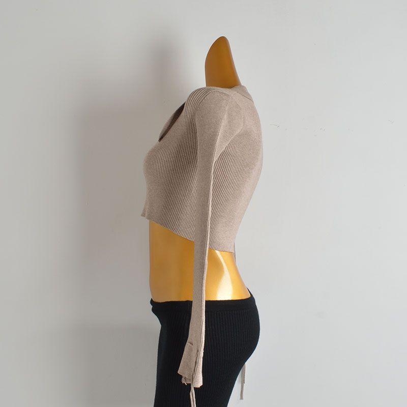 Sexy Sexy U Lapel Single Breasted Knitting Cardigan Women's Clothes Spring and Autumn Slim Fit Short Chic Long-Sleeved Versatile Top