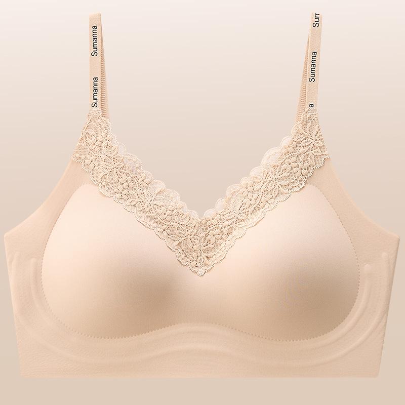 Lace Jelly Glue Crossback Women's Shockproof Bra - Supportive, Stylish, and Thin with Side Fat Collection
