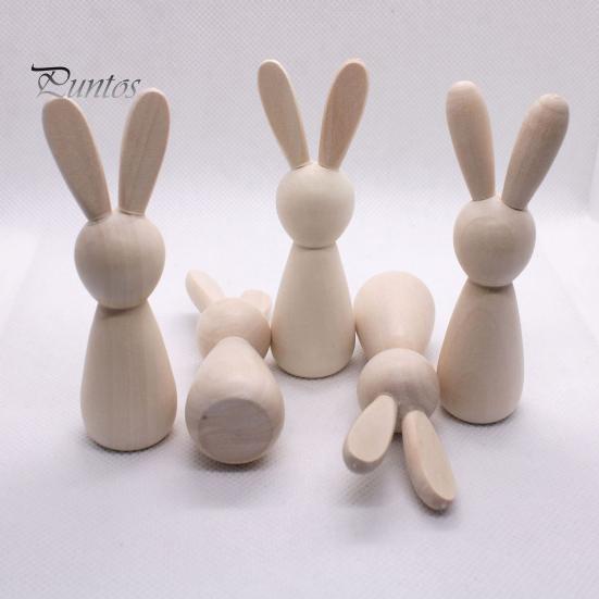 Animal Figurine for Painting Unfinished Wooden Rabbit Crafts DIY Mini Wood Bunny Easter Craft Project Blank Peg Dolls Crafting Home Decor Smooth