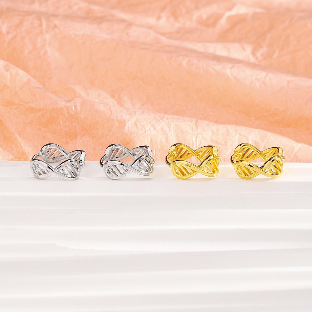 Hollow Dna Ear Buckle Female Mori Sweet Fashion Temperament Earrings Versatile Personality Ins Geometric Line Twist Earrings