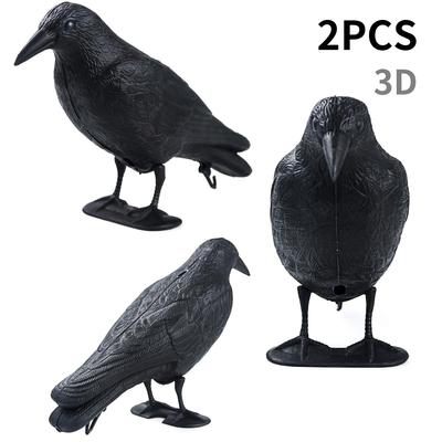 2 Piezas de Cuervo Negro Realista 3D Atrapadores de Pájaros - Perfecto para Decoraciones de Halloween para Jardín y Patio, Repelente de Pájaros Realista para Exteriores para el Hogar y el Jardín