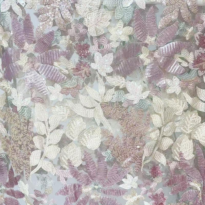

1/3Yard Flower Bead Embroidery Fabric Lace Tulle Fabric for DIY Sewing Girl Dress Party Dress Wedding Dress Handmade Fabric 1Yard