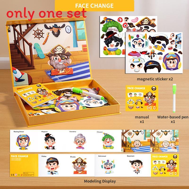 Wooden Childrens Puzzle With Magnetic Faces For Kids Ages 3 To 6 Educational Toy