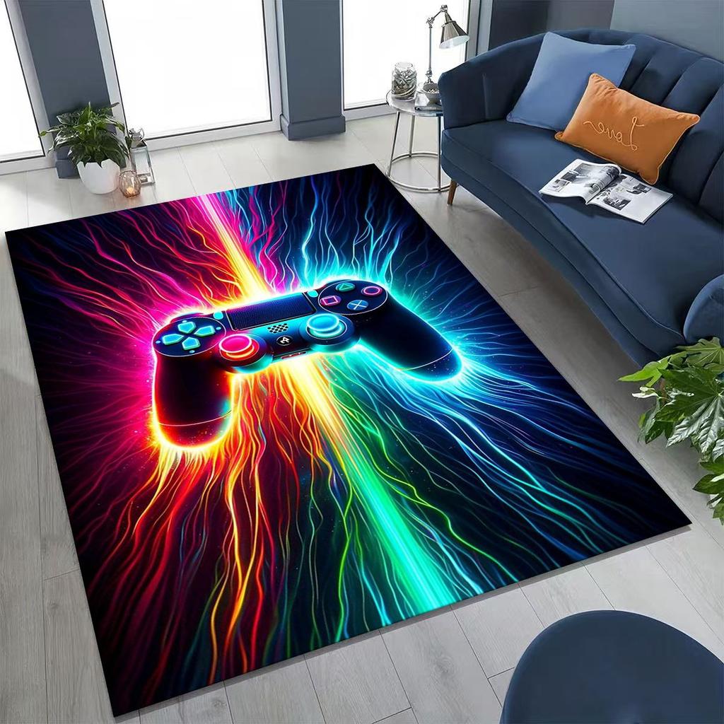 3D Retro Gamer Zone Spielteppich mit Controller-Motiv, ideal für Schlafzimmer, Wohnzimmer, Sofa, Wohnzimmer und als Fußmatte. Rutschfeste Bodenmatte für Kinder.