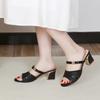 Fashion Summer New Two-Wear Slippers Autumn Round Toe Open Toe Sequin Anti-Slip Wear-Resistant High Heels