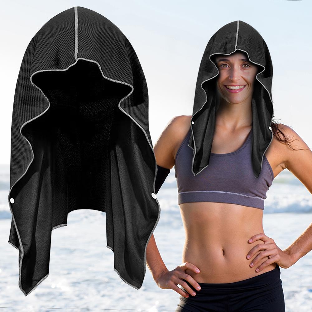 Cooling Hoodie Towel Quick-Drying Reusable Cooling Towel Sun Protection U-Shaped Beach Towel for Camping Gym Running Yoga