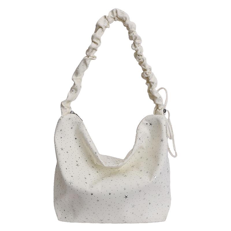Design Trendy Glitter Hobo Bag Parties and Night Outing Ruched Strap Shoulder Bag with Starry Perfect Crossbody Bags for Evening бежевый