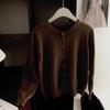 Neuer grauer Strick-Cardigan Damen Herbst Außen-Design Pulloverjacke Frühherbst Dünn Langarm-Oberteil Damen
