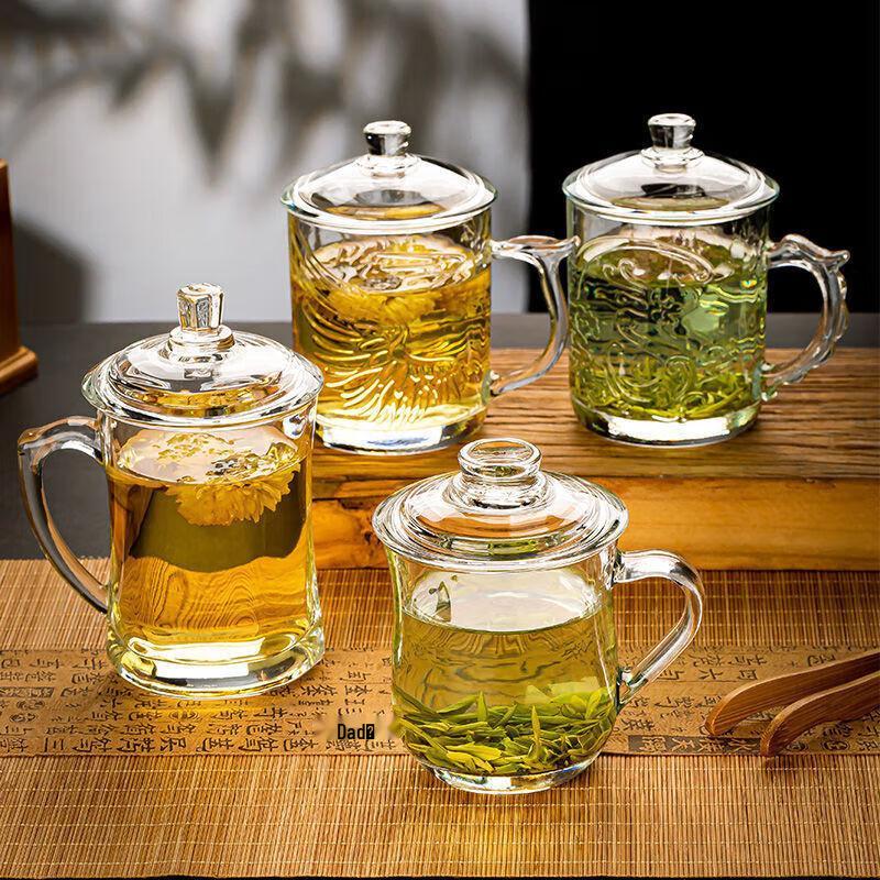 Xiyao Heat-Resistant Glass Teacup with Handle and Lid