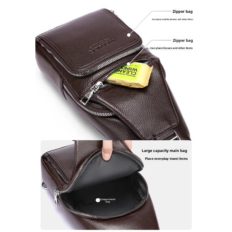 Men's PU Leather Chest Bag - Large Capacity Crossbody Sling Bag,Shoulder Bag, Adjustable Shoulder Strap for Travel & Outdoor Use