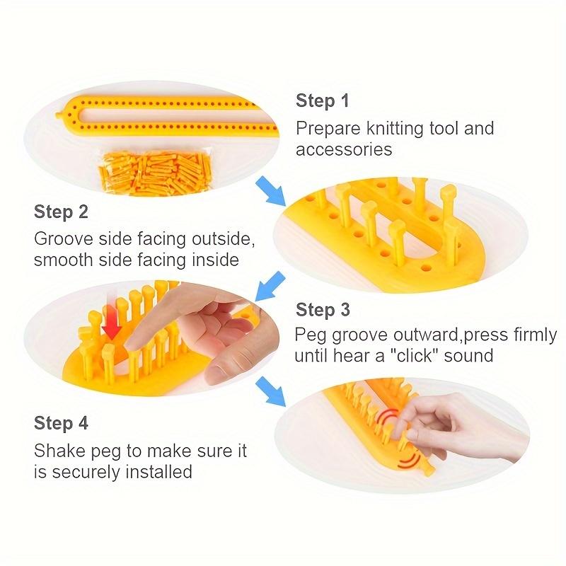 2ks DIY pletacího rámu s háčkem - Ručně vyráběné tkací nástroje pro deky, šály, čepice a šály - Červená/Žlutá, Příze na tkací rám