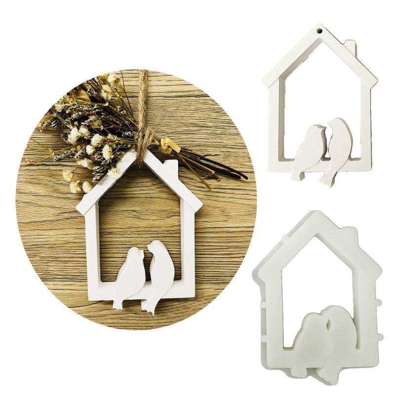 Birds House Silicone Molds Hanging Ornament Mould Birds Plasters Molds Baking Molds for Festival Table Home Decorations