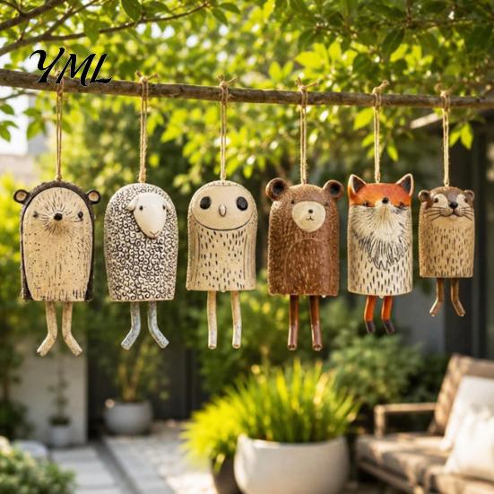 Versatile Four Seasons Decorations Handmade Whimsical Animal Wind Chime, Hand Painted Resin Woodland Hanging Decor Rustic Garden Charming Housewarming