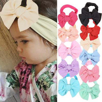 5inch Fabric Hair Bows for Baby Headbands Elastic Soft Newborn Headbands for Baby Girls Children Turban Infant Hair Accessories