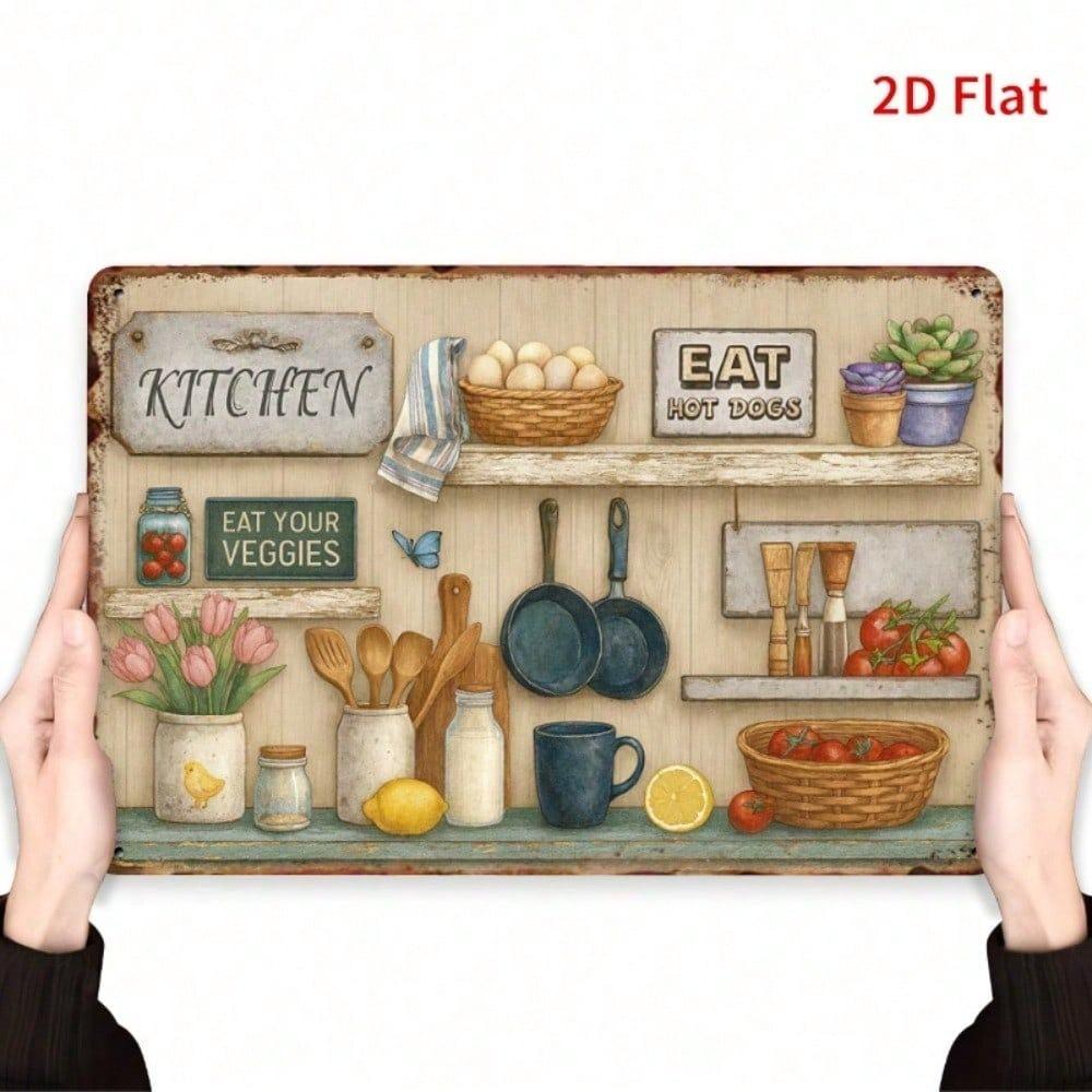 Vintage Eat Your Vegetables Metal Wall Sign 11.81x7.87 Inch Retro Farmhouse Kitchen Tin Plaque Home Decor