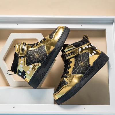 Children's High-Top Waterproof Spider Print Sports Shoes 2025