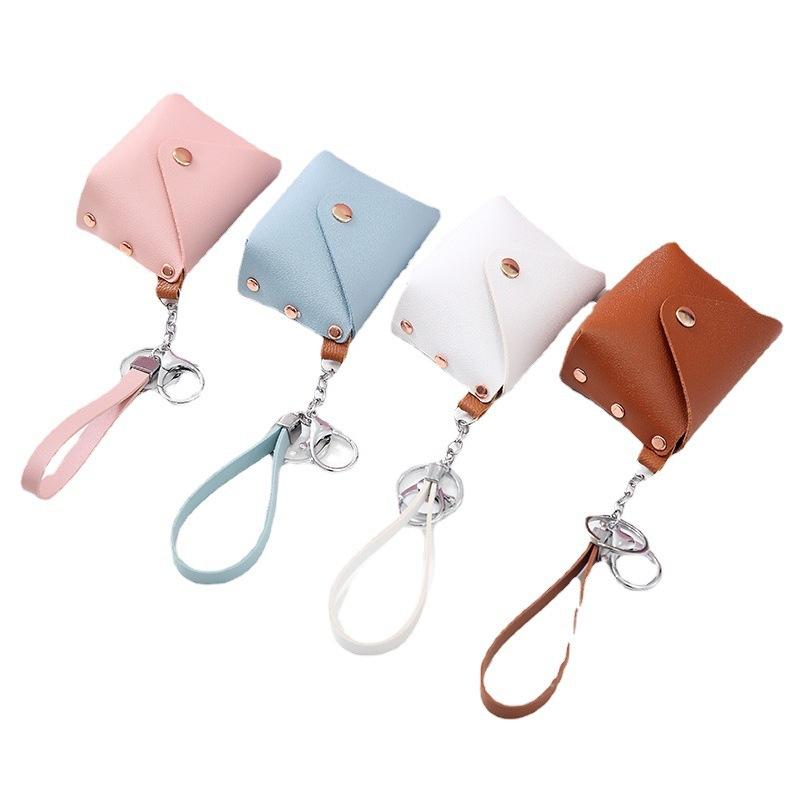 Korean Creative Ins Keychain Bag PU Leather Coin Purse Hand Strap Cute Wallet for Girls Mini Storage Bag Mini Purse Kawaii Bag
