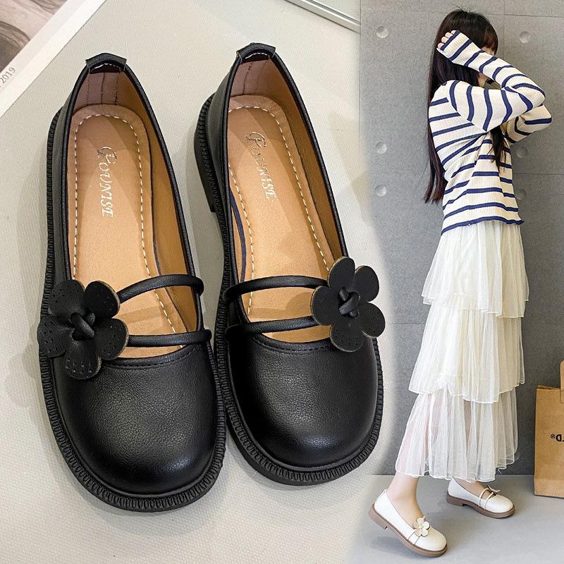 French Mary Jane women's shoes spring and autumn new Internet celebrity small leather shoes shallow single shoes women's flat beanie shoes