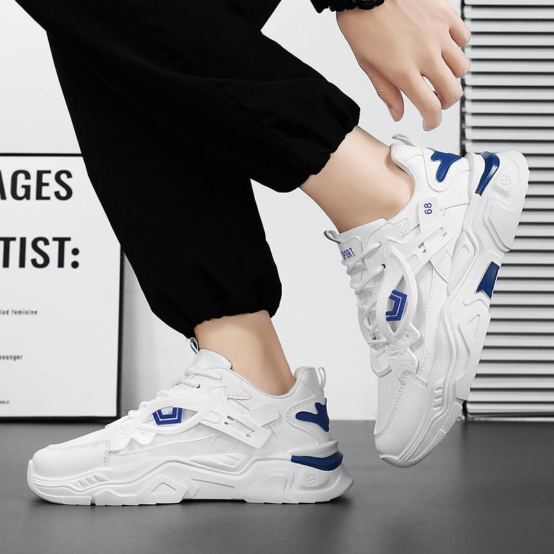 Men's Mesh Thick Soled Casual Sports Shoes Four Season Student Height Increasing Walking Shoes Soft Soled Outdoor Running Shoes