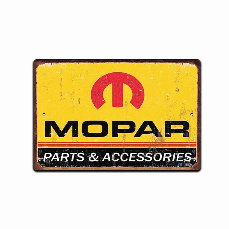 Mopar Hemi Engine Tin Sign, Rustic Retro Metal Decor for Garage Auto Shop