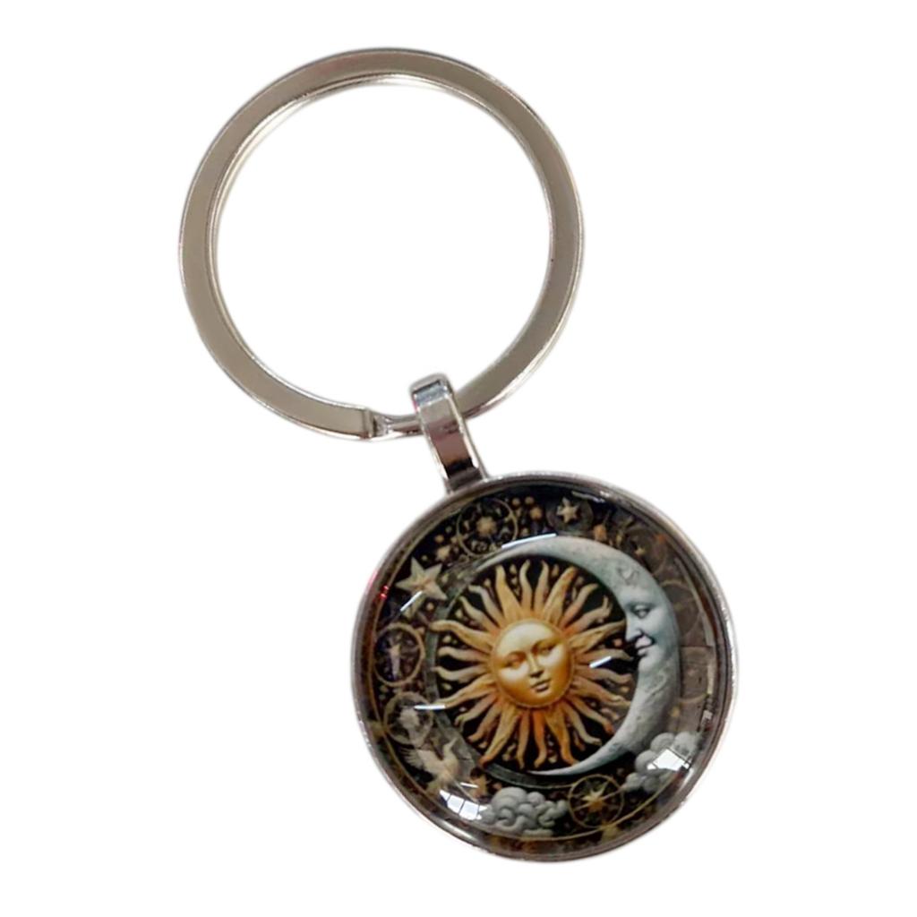 Lightweight Portable Keychain Galaxy Star Sun Moon God Vintage Pendant for Easy Carry Wallet Hanging Charm