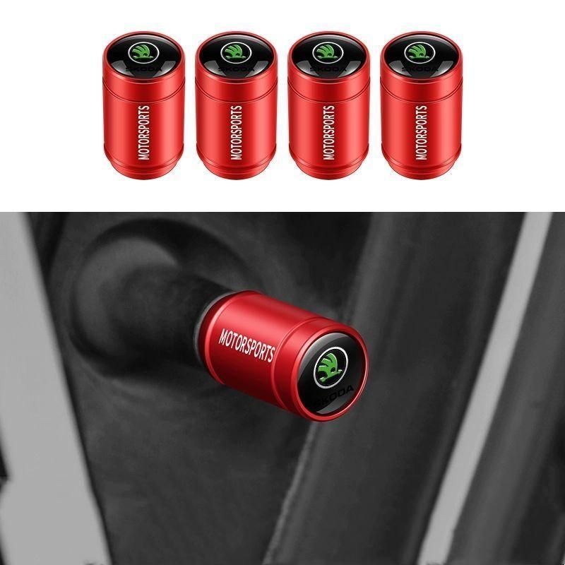 rkwcr1 4pcs Car Wheel Tire Valve Caps Stem Case For Skoda Octavia Fabia Rapid Yeti Superb Octavia A5 A7 2 S Emblems Auto Accessories
