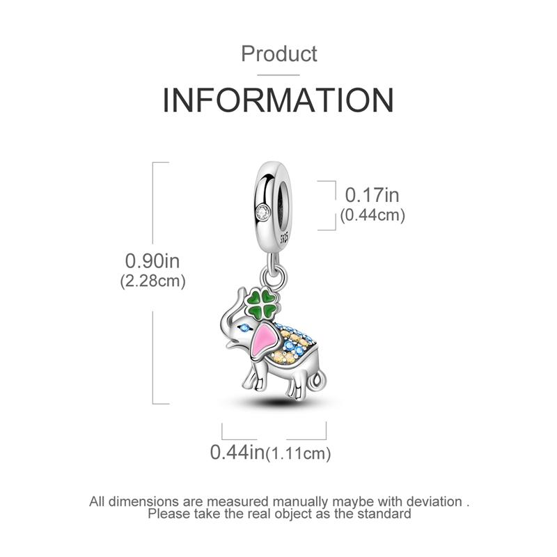 Charm Bead Components Authentic Original Copper Metal Four-leaf Clover Elephant Pendant Bead Component Bead Components Compatible With Bracelet High