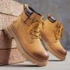 Men's Tough High-Top Yellow Leather Boots, British Style, Non-Slip, 2025 New Autumn/Winter Collection