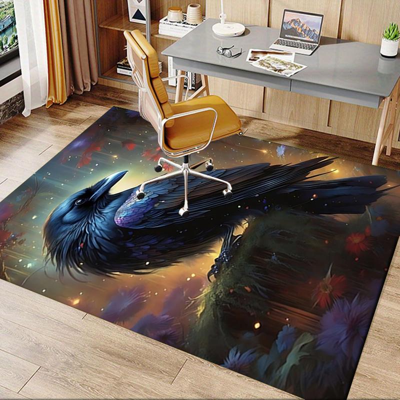Night raven theme Office Carpet Chair Mat: Office Rug for Desk, Large Floor Mat for Home Decor, Bedroom, Living Room, and Various Rooms