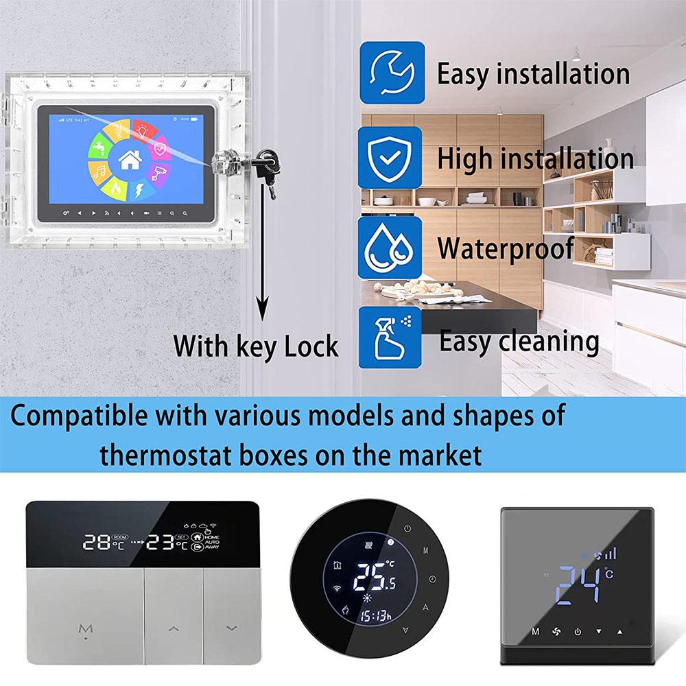 Universal Home Locking Thermostat Cover Anti-Tamper Thermostat Lock Box w/2 Keys