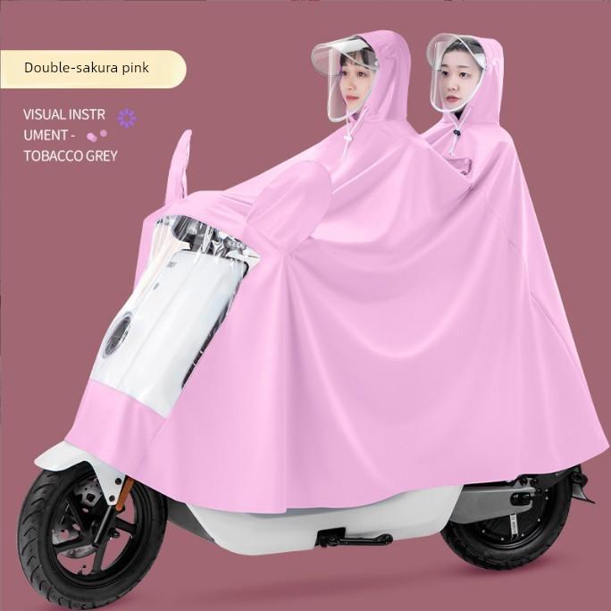 Electric Scooter Raincoat for Adults, Single or Double Rider, Outdoor Riding Motorcycle Rain Poncho with Double Brim, Electric Vehicle Rain Poncho