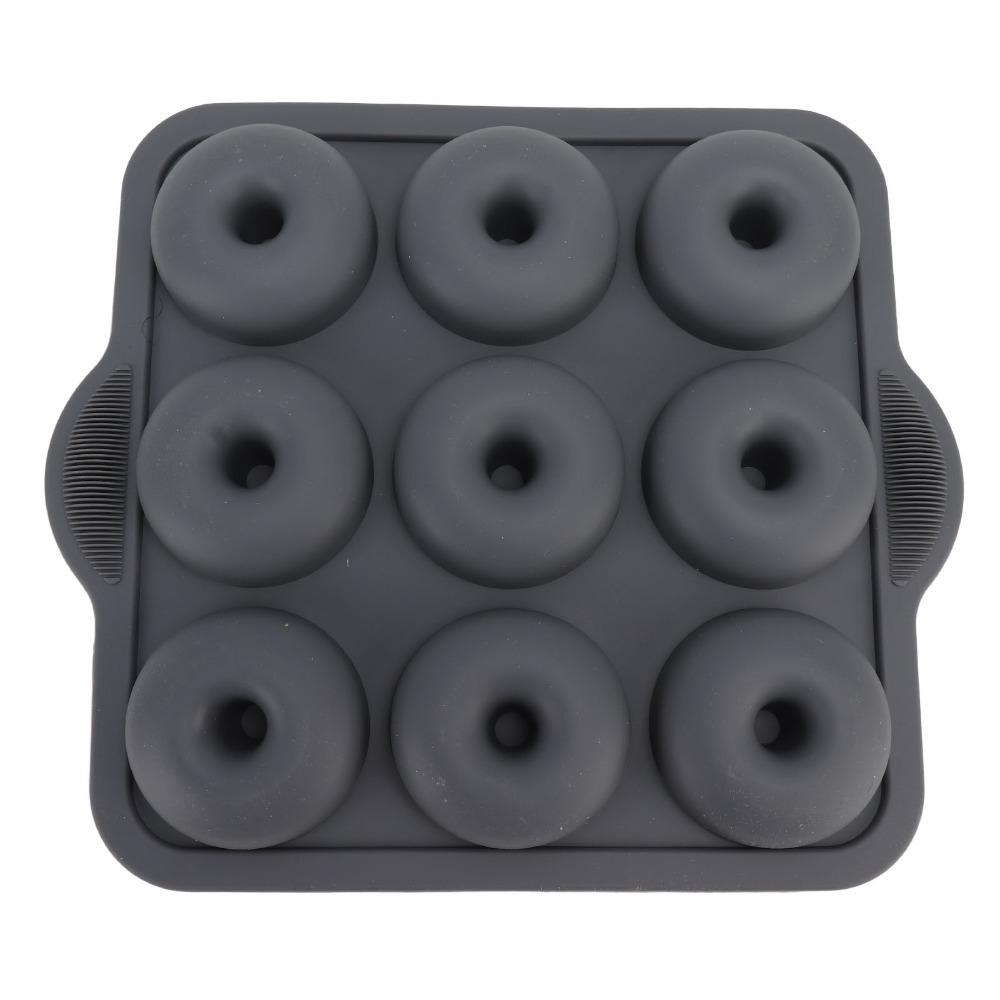 Non-Stick Surface Donut Baking Mold 9-Cavity Design Ring Cake Mold Silicone Donut Pan Cake Making серый
