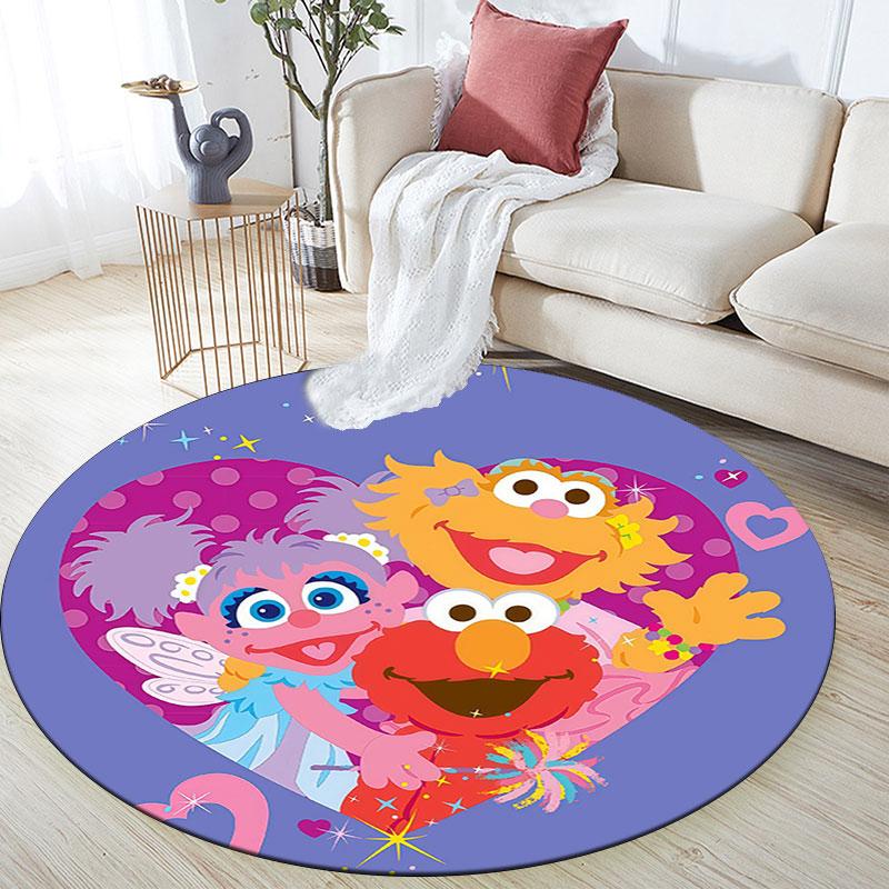 Sesame Street,Round Area Rug,Carpet Rug for Living Room Bedroom Sofa Playroom Decor,Non-slip Floor Mat