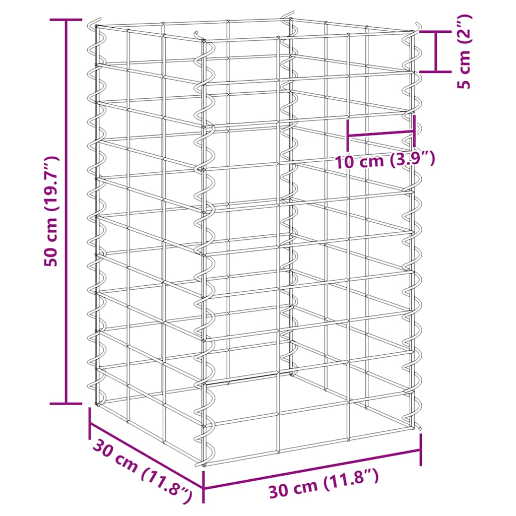 Vidaxl Wysokie Donice Gabionowe, 4 Szt., 30X30X50/100/150/200 Cm