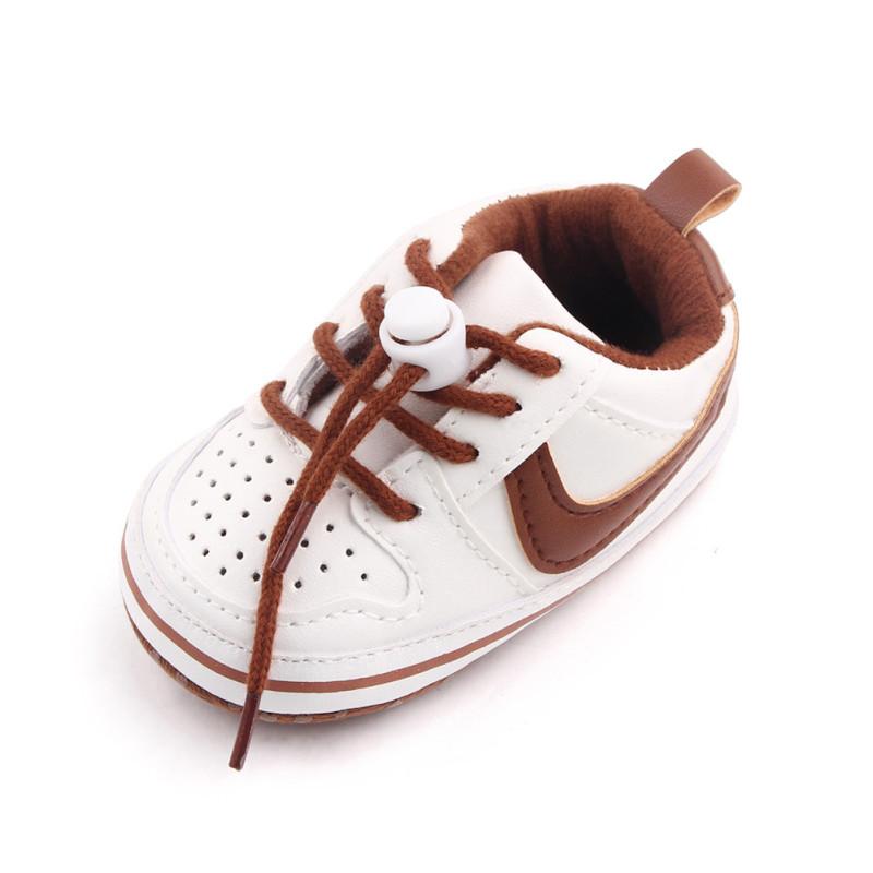 1 Pair Baby Casual Shoes Artificial Pu Soft Sole Sneakers Rope Buckle Toddler Shoes For 0-18