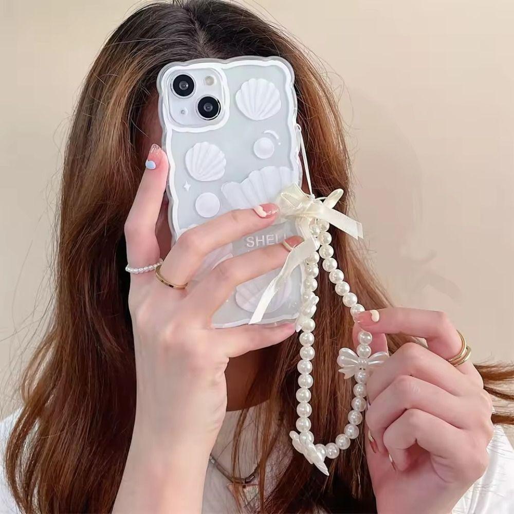 Anti-lost Pearl Bowknot Phone Lanyard Detachable Bag Camera Pendant  Phone Charm Accessories