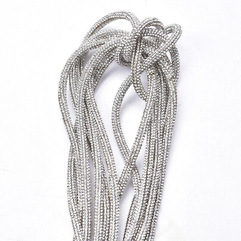 6MM Shiny Rhinestone Tube Rope Chain Empty Hot Melt Hose Bridal Applique for Jewelry Making DIY Rhinestone Tube Cord Rope