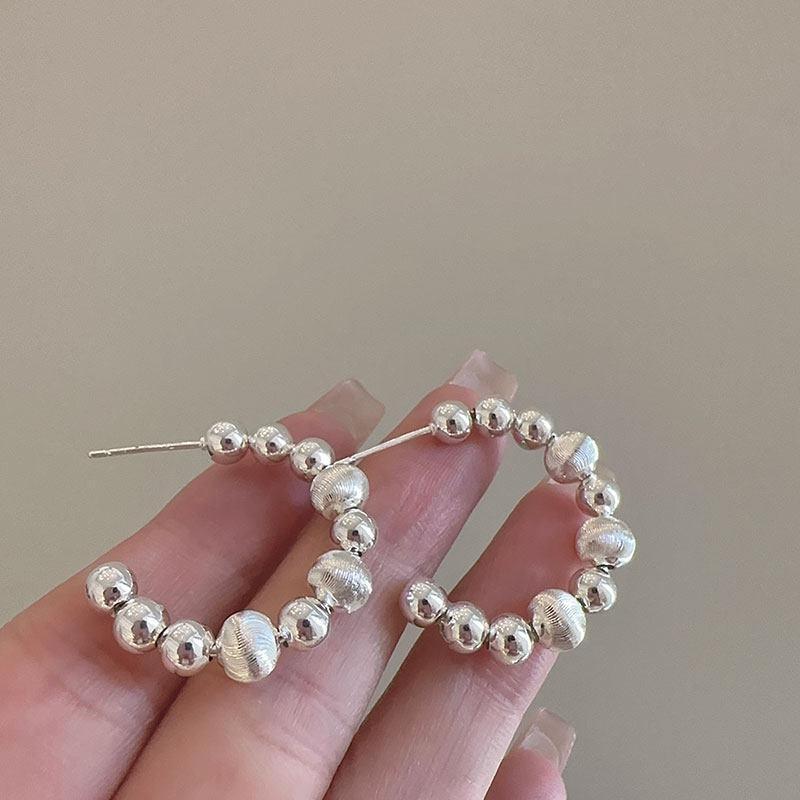925 Sterling Silver Vintage Earrings For Women Trendy Simple Mini Beads Earring Jewelry Prevent Allergy Party Accessories Gift