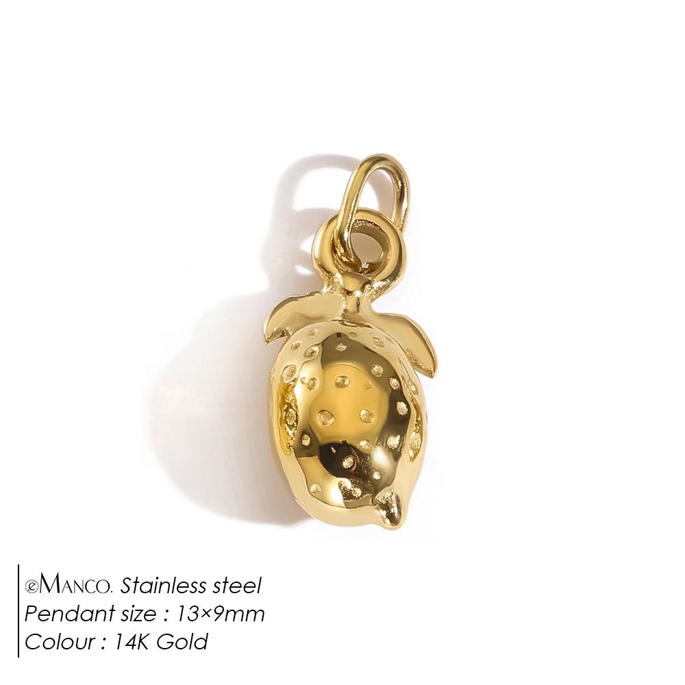 eManco Stainless Steel Charms Bohemian Style Fruit Elements Strawberry, Pineapple, Cherry Summer Trendy Jewelry Pendant