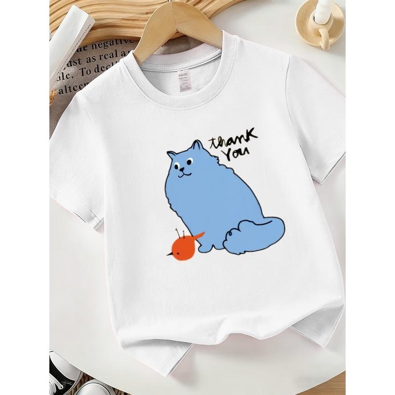 Kids Crewneck Short Sleeve T-Shirt, Trendy Unique Print, Soft Fabric 110 белый