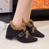 Fur Women's Snow Boots Sexy Heeled Pointed Toe Suede Shoes Fashion Ankle Boots New Warm Elegant Trend Dress Mujer Botas