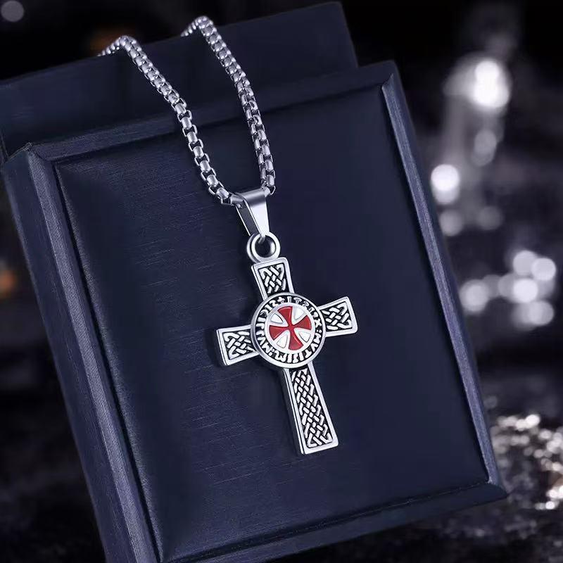 Templar Double-Sided Cross Necklace: Trendy European and American Style